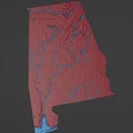 Bản đồ địa hình tiểu bang Alabama, Mỹ (AL) kèm sông ngòi - Thumbnail 4