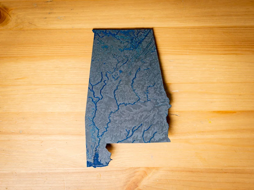 Bản đồ địa hình tiểu bang Alabama, Mỹ (AL) kèm sông ngòi - Image 9