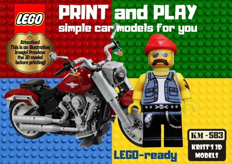 Mô hình xe mô tô 3D tương thích LEGO - Tự in tại nhà cực chất - Image 1