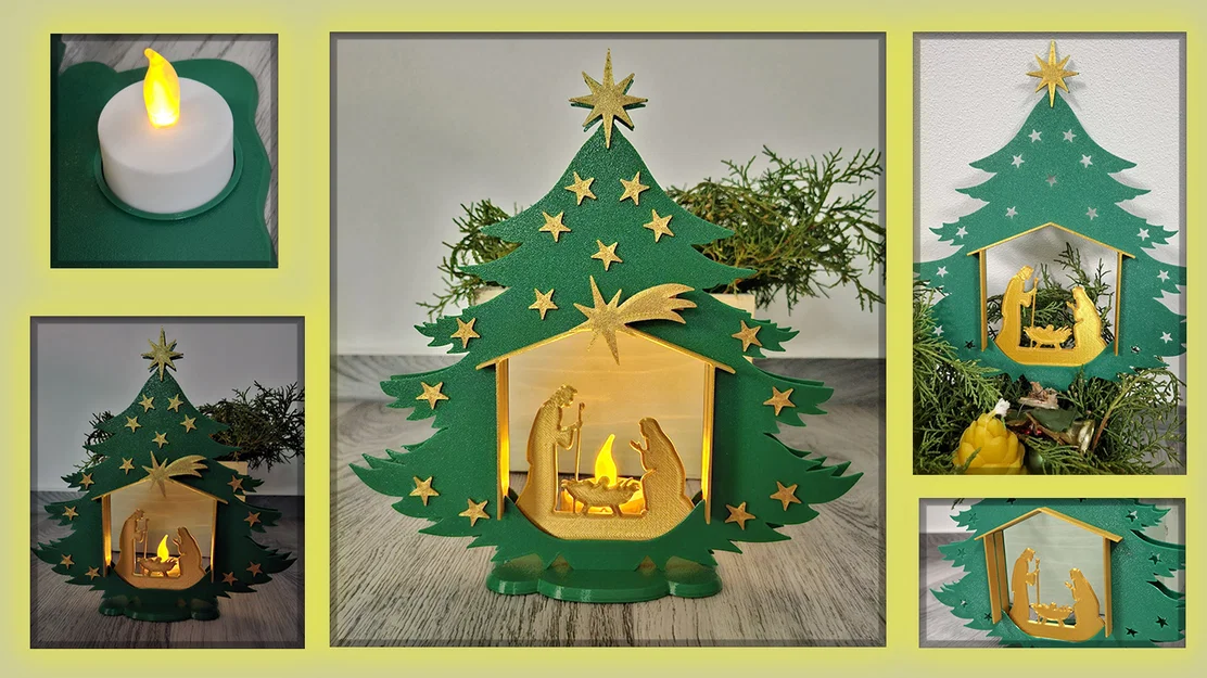 Mô hình cây thông Noel Chúa Giê-su, Mẹ Maria và Thánh Giuse - Image 1