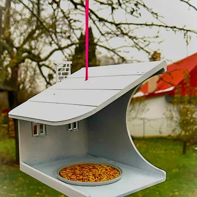 Mẫu máng ăn cho chim hình ngôi nhà - Mô hình 3D dễ in