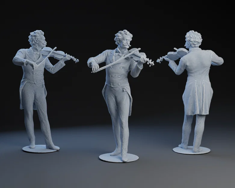 Mô hình 3D tượng nhạc sĩ Johann Strauss II chơi đàn vĩ cầm - Image 1
