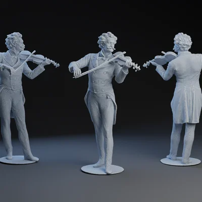 Mô hình 3D tượng nhạc sĩ Johann Strauss II chơi đàn vĩ cầm