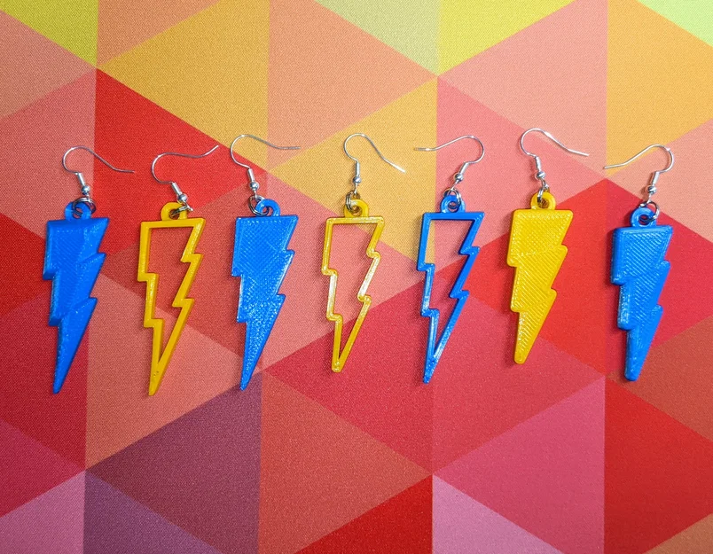 Bông tai tia sét (Lightning Bolt) - 6 kiểu dáng cực chất để in 3D - Image 1