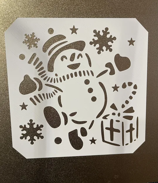 Người tuyết cầm quà - Giáng sinh - Mẫu Stencil - Image 1