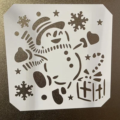 Người tuyết cầm quà - Giáng sinh - Mẫu Stencil
