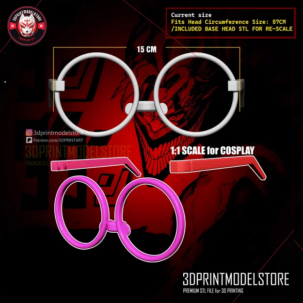 Mẫu in 3D kính mắt Cosplay Okarun từ Dandadan (File STL miễn phí) - Image 5