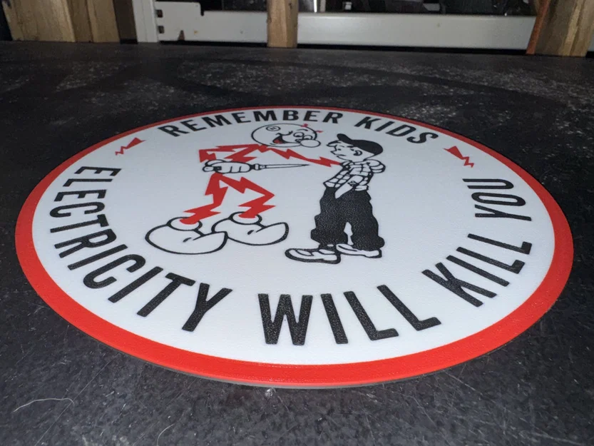 Bảng cảnh báo điện Electricity Will Kill You - Phiên bản in phẳng AMS/MMU - Image 2