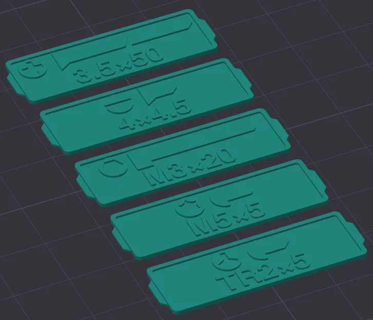 Mô hình tham số (OpenSCAD) tạo nhãn ốc vít cho khay Gridfinity bởi Pred - Image 1