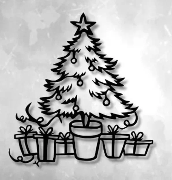 Mẫu in 3D tranh treo tường cây thông Noel trang trí Giáng sinh - Image 1