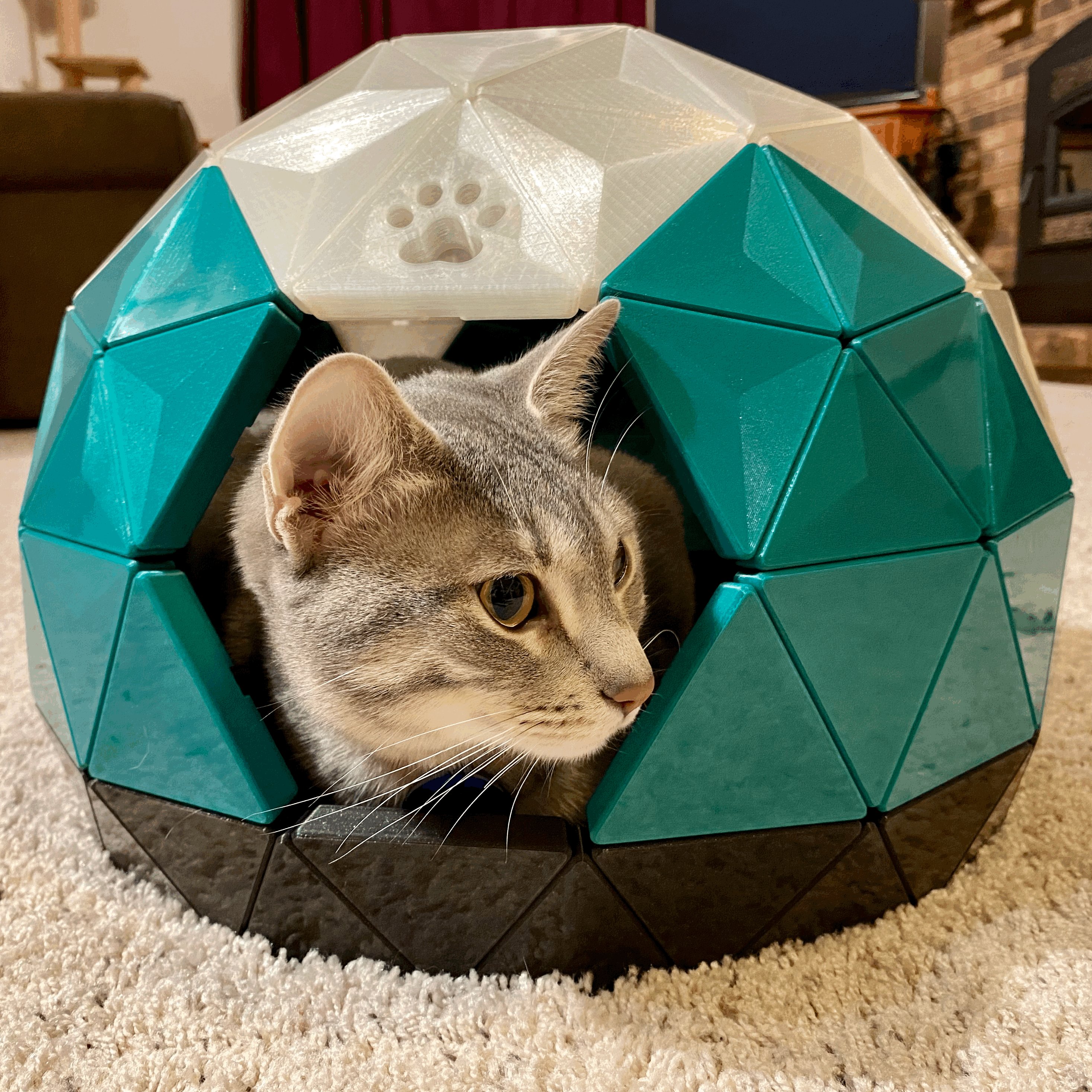Nhà cho mèo Geodesic Dome - Bản Remix dùng ốc vít M3 - Image 1