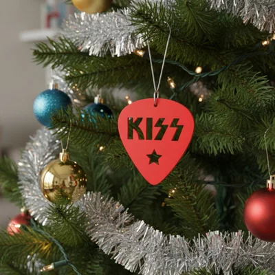 Đồ trang trí cây thông Noel hình phím đàn Guitar logo KISS độc đáo