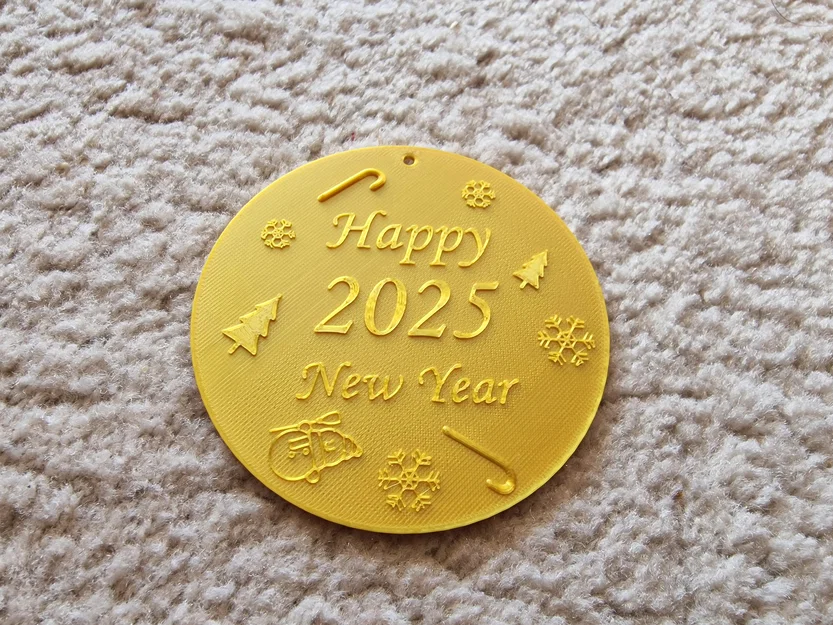 Vật trang trí hình tròn Happy New Year 2025 - Image 1