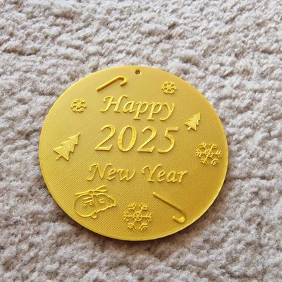 Vật trang trí hình tròn Happy New Year 2025