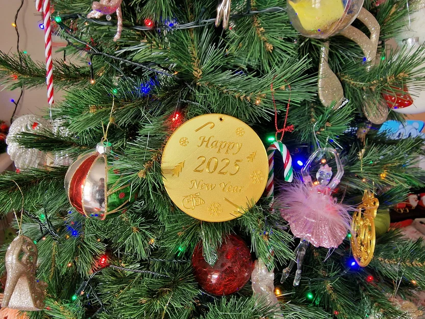 Vật trang trí hình tròn Happy New Year 2025 - Image 2
