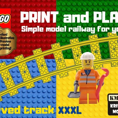 Đường ray cong LEGO cỡ đại XXXL - Mô hình in 3D cho xe lửa