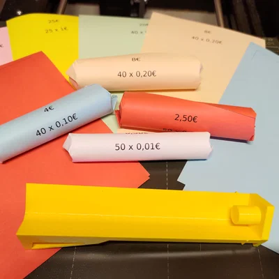Dụng cụ hỗ trợ cuộn tiền xu kèm mẫu giấy in (Euro)