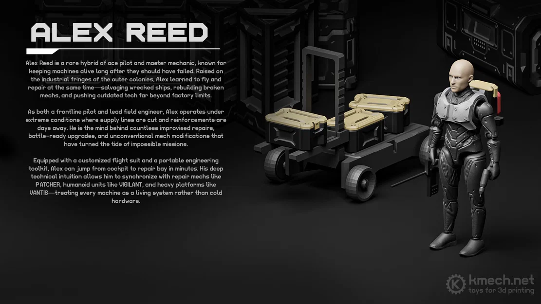 Mô hình 3D nhân vật phi công kiêm thợ máy Alex Reed tỷ lệ 1/18 - Image 2