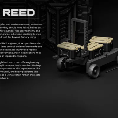 Mô hình 3D nhân vật phi công kiêm thợ máy Alex Reed tỷ lệ 1/18