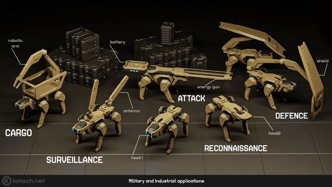 Mô hình 3D Chú chó robot mini (Robot dog) lắp ráp tùy biến - Image 3