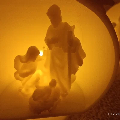 Mẫu in 3D quả cầu Giáng sinh hang đá có khe đặt nến LED