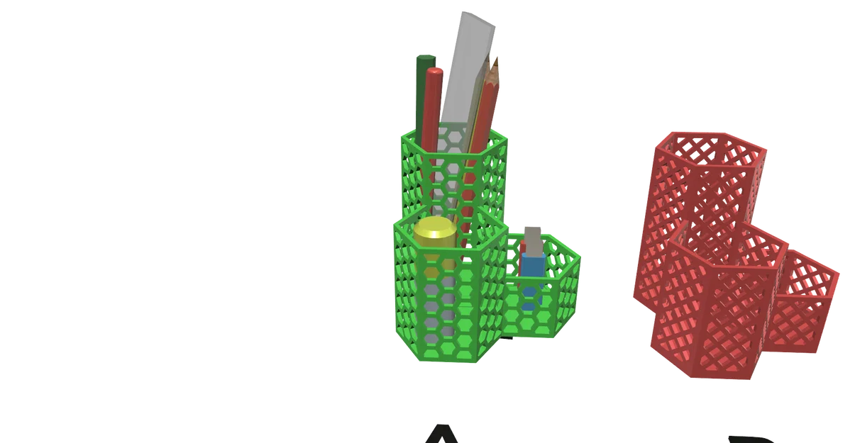 Bộ khay đựng bút 3D hình lục giác đa năng in không cần support - Image 3