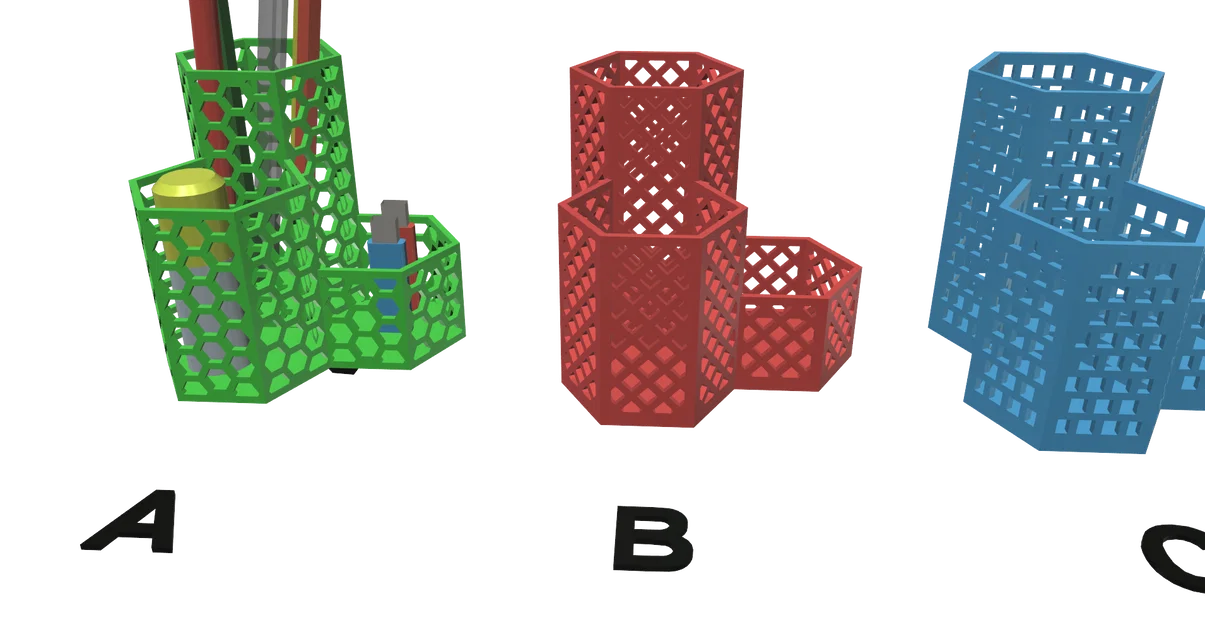 Bộ khay đựng bút 3D hình lục giác đa năng in không cần support - Image 5