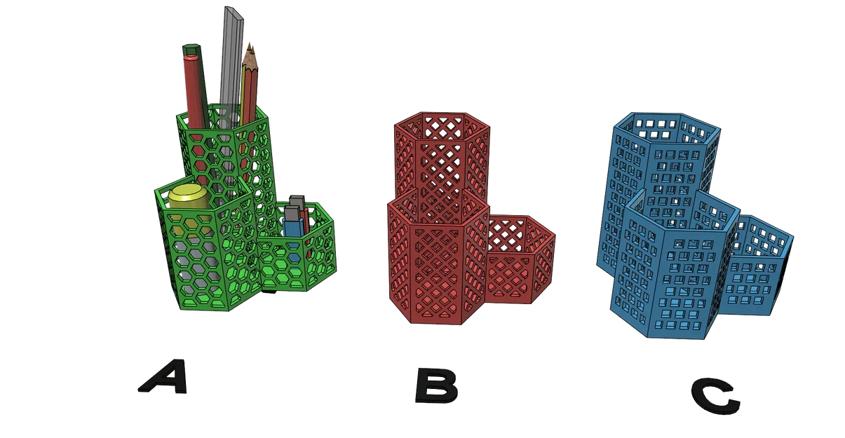 Bộ khay đựng bút 3D hình lục giác đa năng in không cần support - Image 6