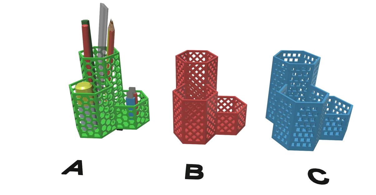 Bộ khay đựng bút 3D hình lục giác đa năng in không cần support - Image 9