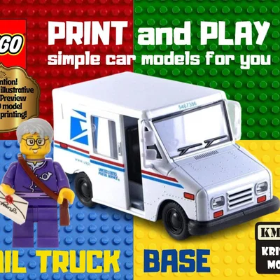 Mô hình đế xe tải bưu điện LEGO (LEGO Post Truck Base) in 3D