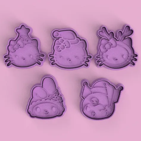 Bộ khuôn cắt bánh quy 3D Hello Kitty, Kuromi chủ đề Giáng Sinh - Image 1