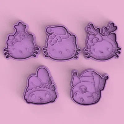 Bộ khuôn cắt bánh quy 3D Hello Kitty, Kuromi chủ đề Giáng Sinh