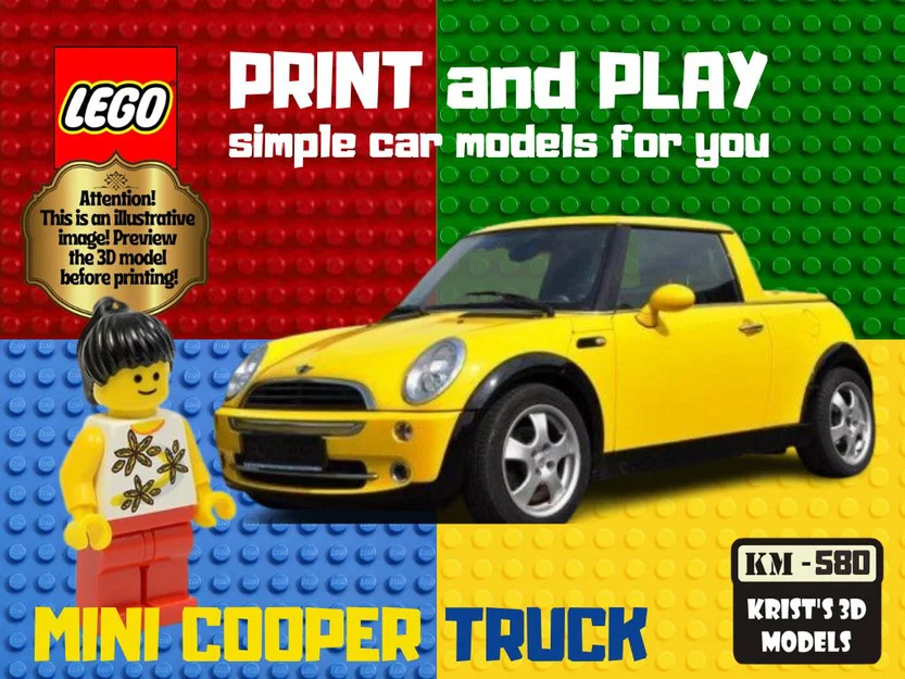 Mô hình xe bán tải LEGO Mini Cooper 3D độc đáo cho máy in - Image 1