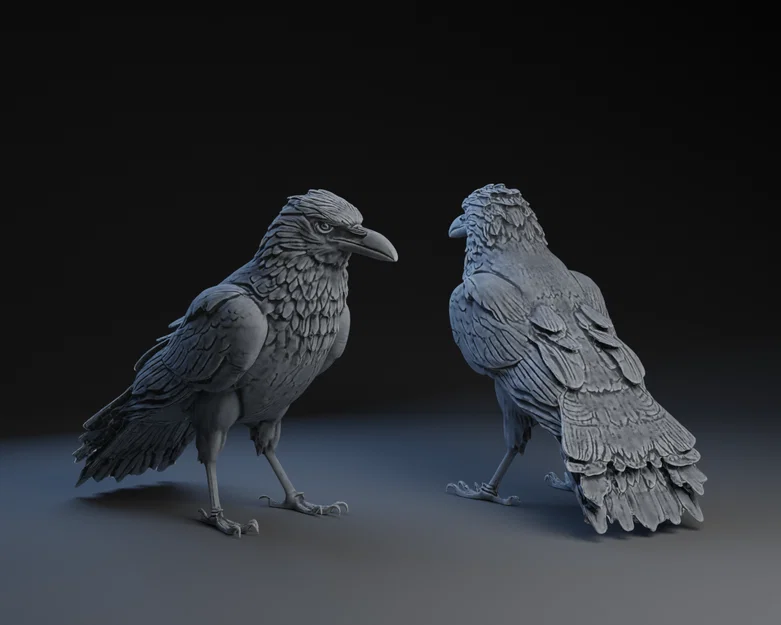 Mô hình con quạ (Preening Raven) 3D sống động - Decor độc đáo - Image 1