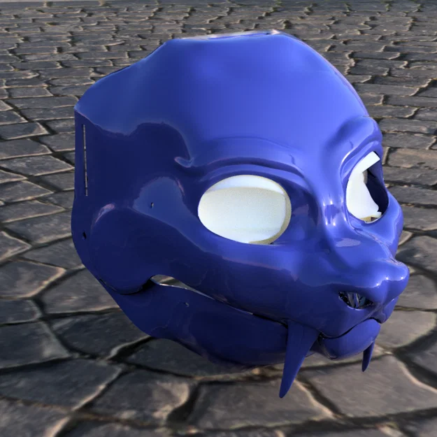 Mặt nạ hổ răng kiếm/Fursuit headbase với cơ chế chớp mắt - Image 1