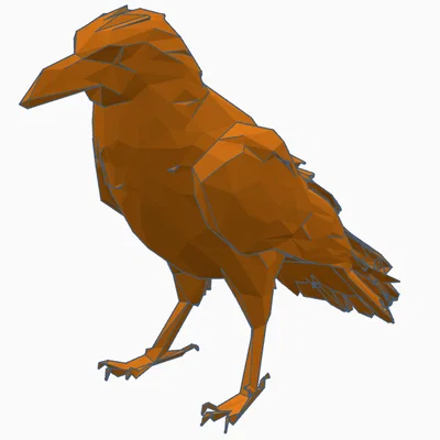 Mô hình con quạ Low Poly (Crow/Raven) trang trí độc đáo