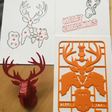 Mô hình tuần lộc lắp ráp trang trí cây thông Giáng sinh (Reindeer build card)