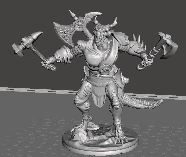 Mô hình Red Dragonborn Barbarian in 3D cực ngầu cho game RPG - Image 2