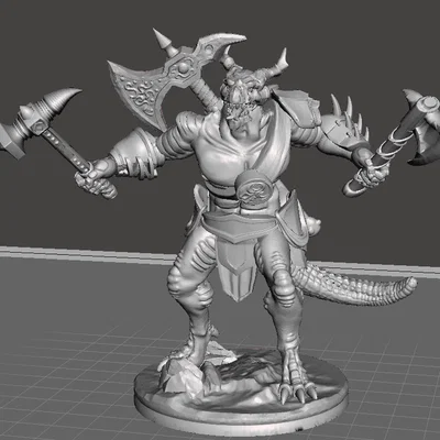 Mô hình Red Dragonborn Barbarian in 3D cực ngầu cho game RPG