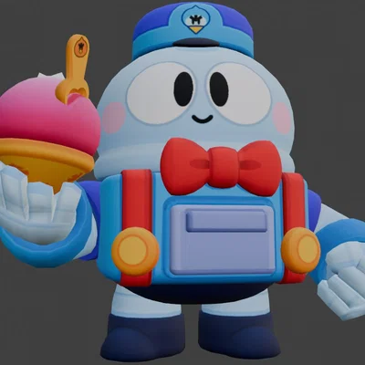 Mô hình 3D Lou từ Brawl Stars - Người bán kem robot cực đáng yêu