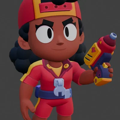 Mô hình 3D Meg từ Brawl Stars - Nhân vật và Robot hộ tống