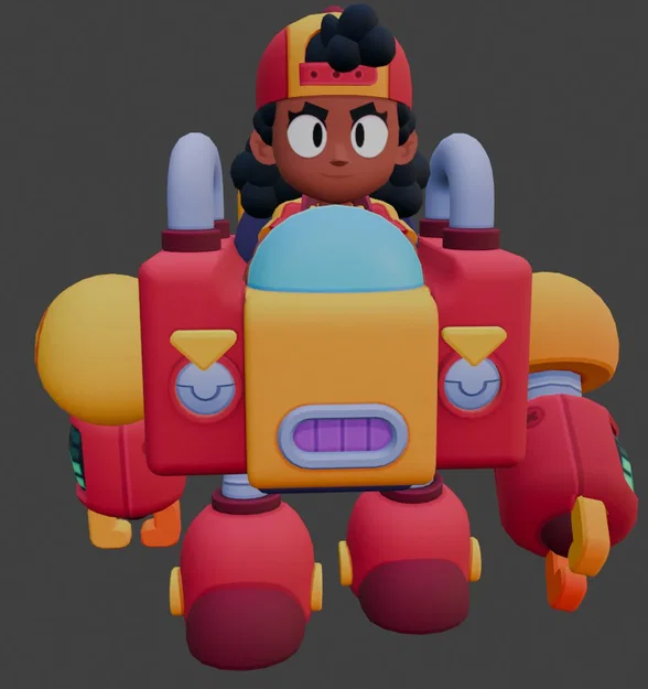 Mô hình 3D Meg từ Brawl Stars - Nhân vật và Robot hộ tống - Image 2