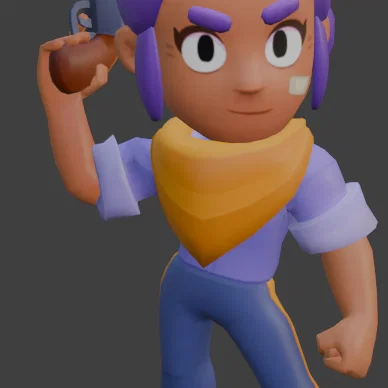 Mô hình 3D nhân vật Shelly trong Brawl Stars sắc nét