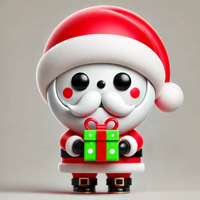 Mô hình 3D Ông già Noel cầm quà tặng đáng yêu cho mùa Giáng sinh
