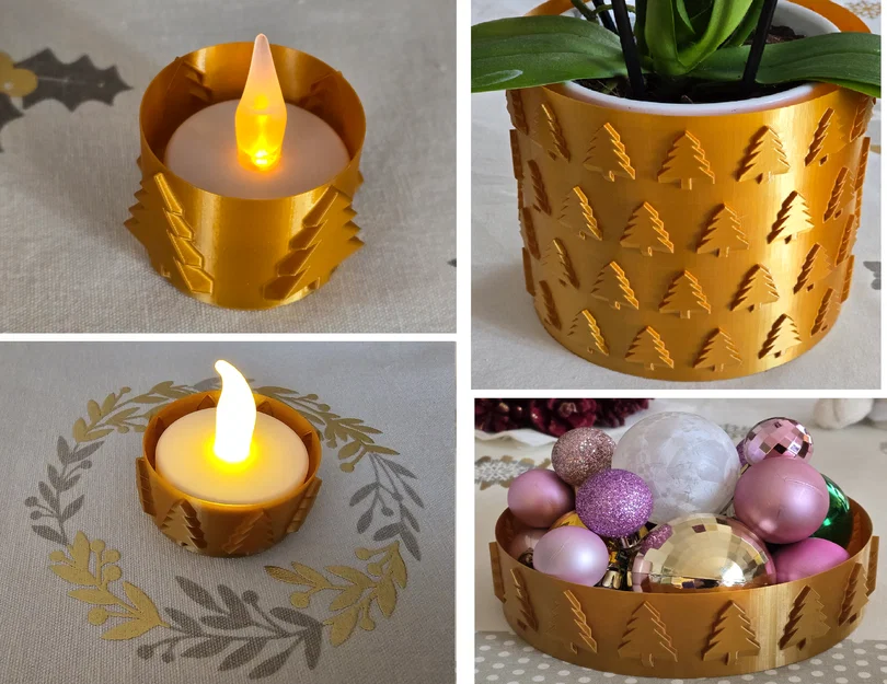 Bộ sưu tập trang trí Giáng sinh: 2 đế nến / tô / bình hoa - Image 1