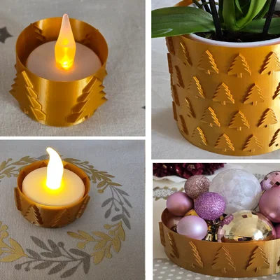 Bộ sưu tập trang trí Giáng sinh: 2 đế nến / tô / bình hoa