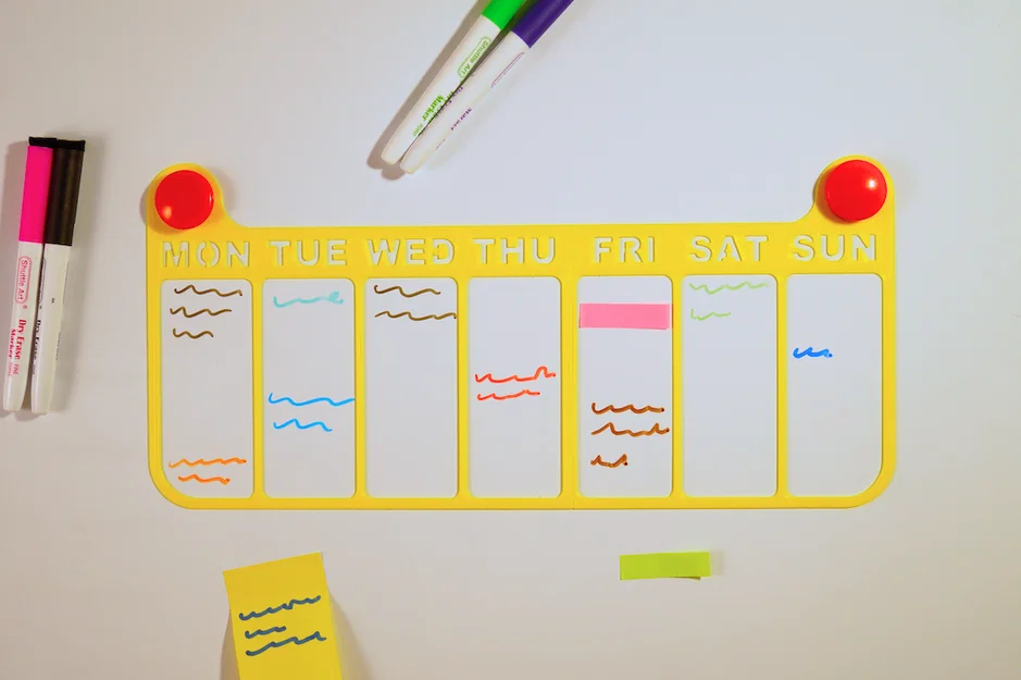 Bảng kế hoạch công việc hàng tuần in 3D tiện lợi (Whiteboard Schedule) - Image 1