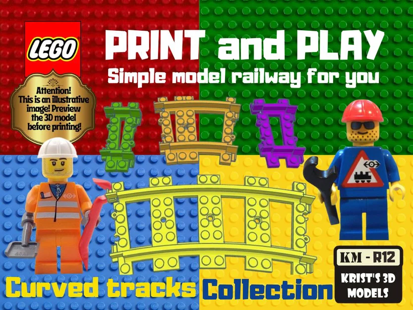 Bộ sưu tập đường ray cong LEGO (LEGO Curved tracks Collection) tự in - Image 1