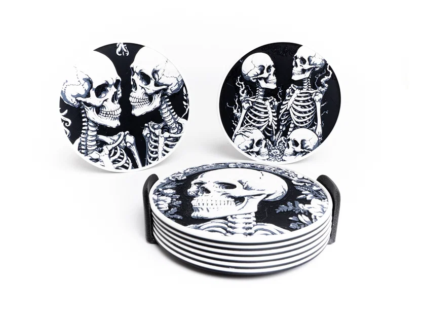 Bộ Lót Ly Hình Bộ Xương (Skeleton Coasters) - Image 1