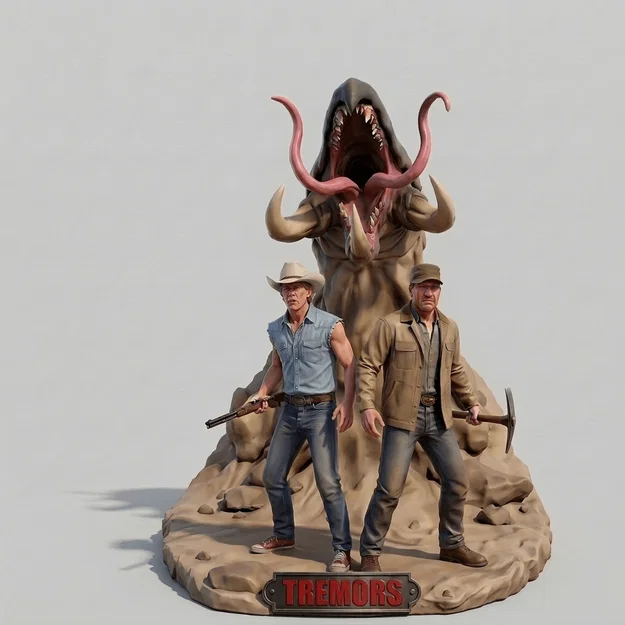 Mô hình 3D Val & Earl trong phim Tremors (1990) để trưng bày - Image 1